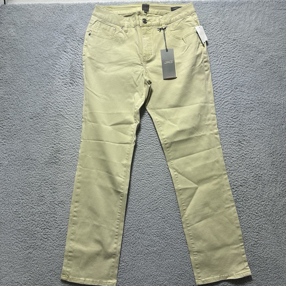 Jag Women's Jeans Jackson Straight Leg Denim Size‎ 14 Green Preppy Boho